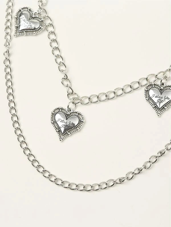 Layered Heart Charm Pants Chain