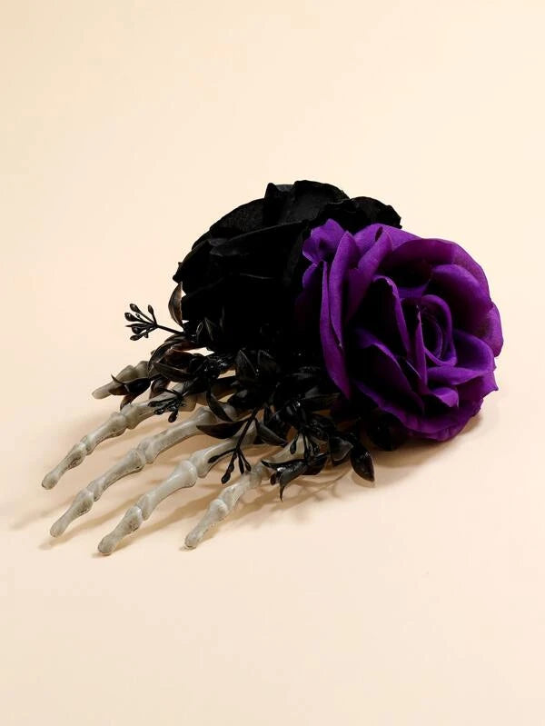 Gothic Purple Flower Large Hair Clip
