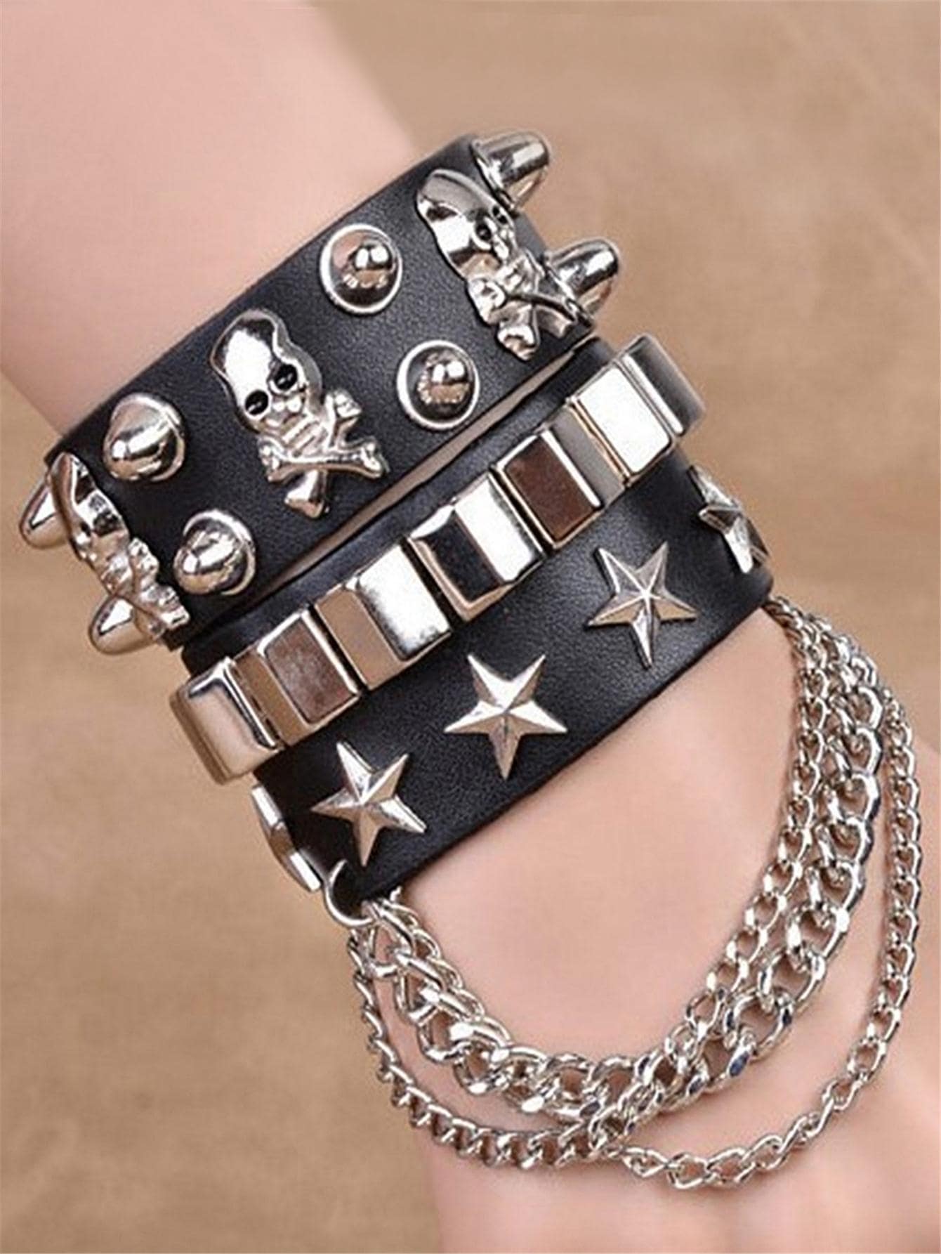 Punk Cuff Bracelet 2PC Set
