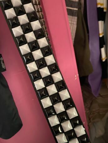Pyramid Studded Belt Black White
