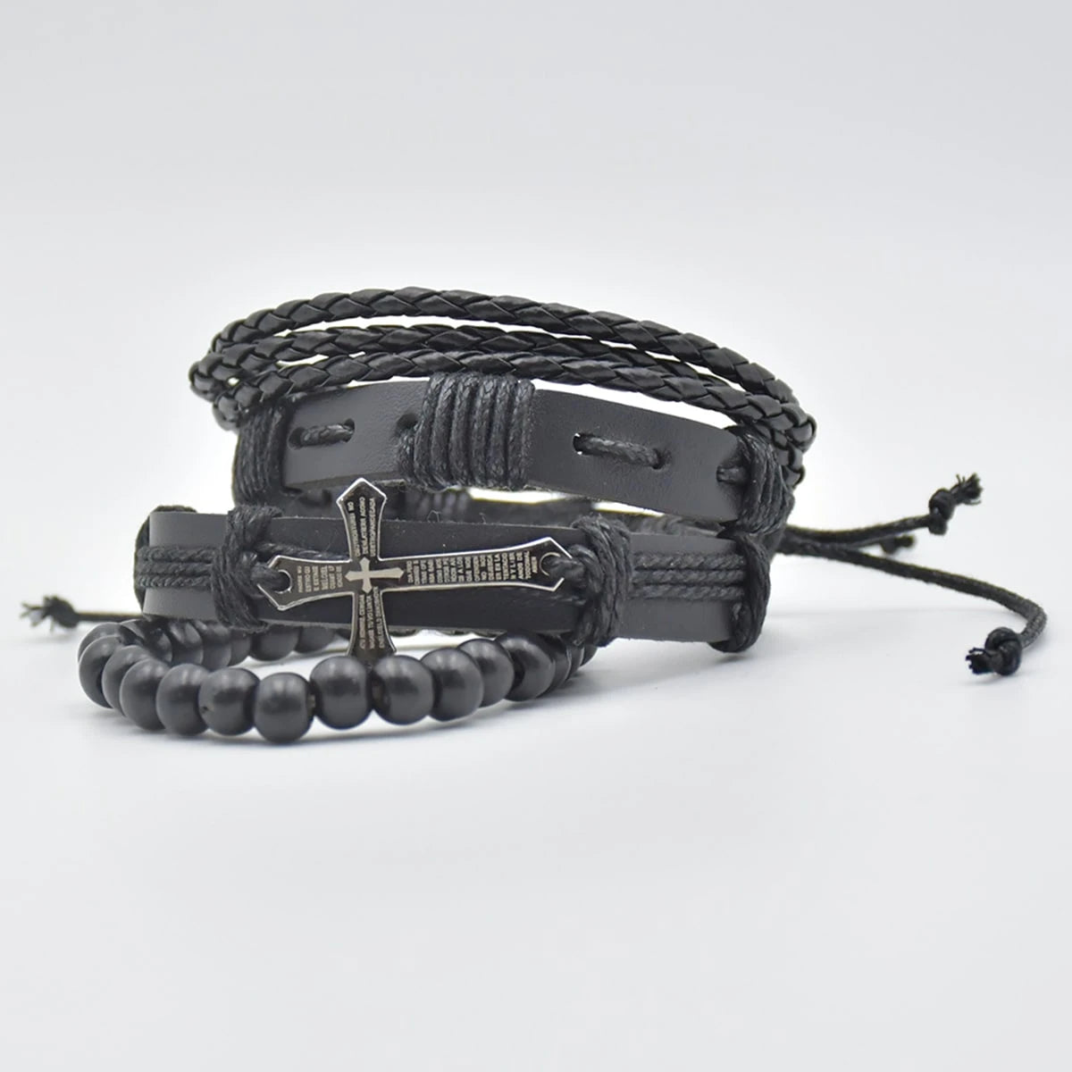 Black Cross Bracelet Set
