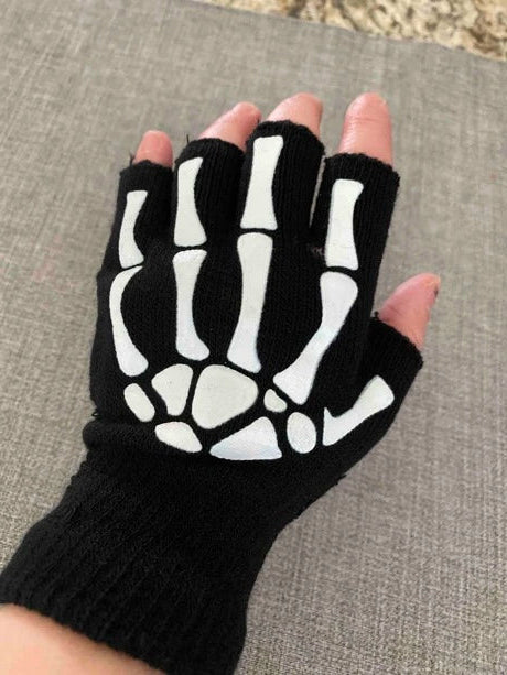 Skeleton Emo Fingerless Gloves