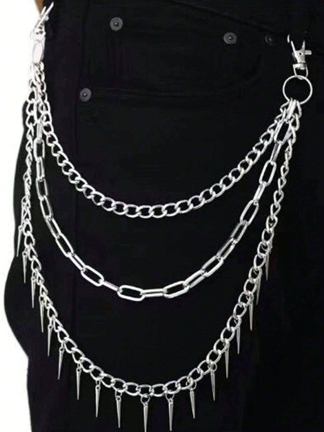 Spike Layered Goth Pants Chain