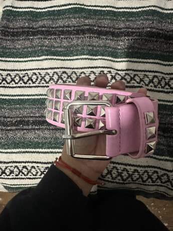 Pyramid Studded Belt White Pink