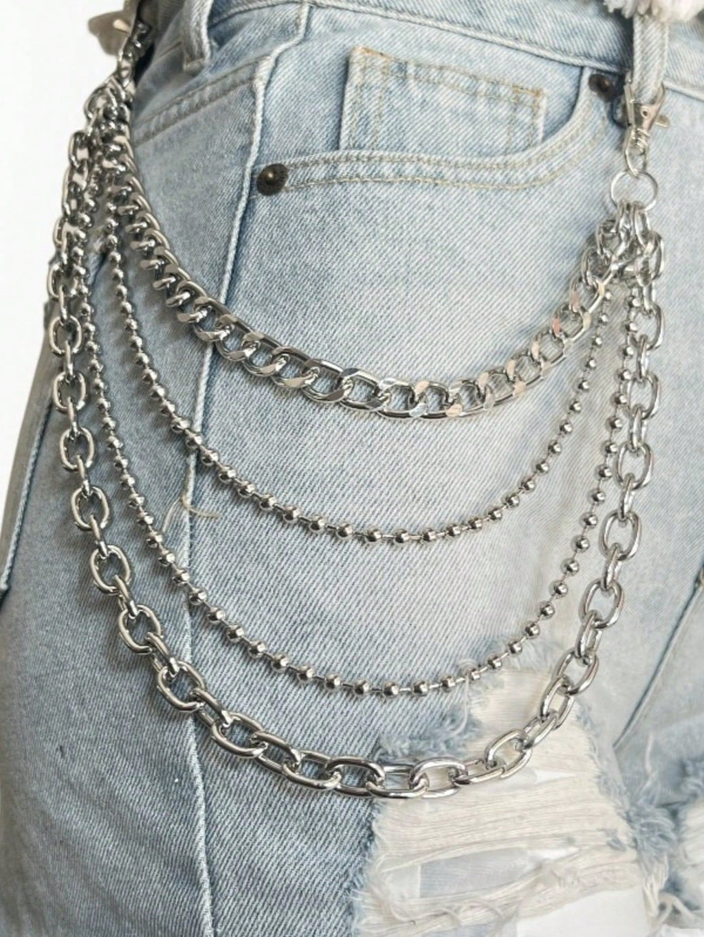 Layered 4 Row Pants Chain