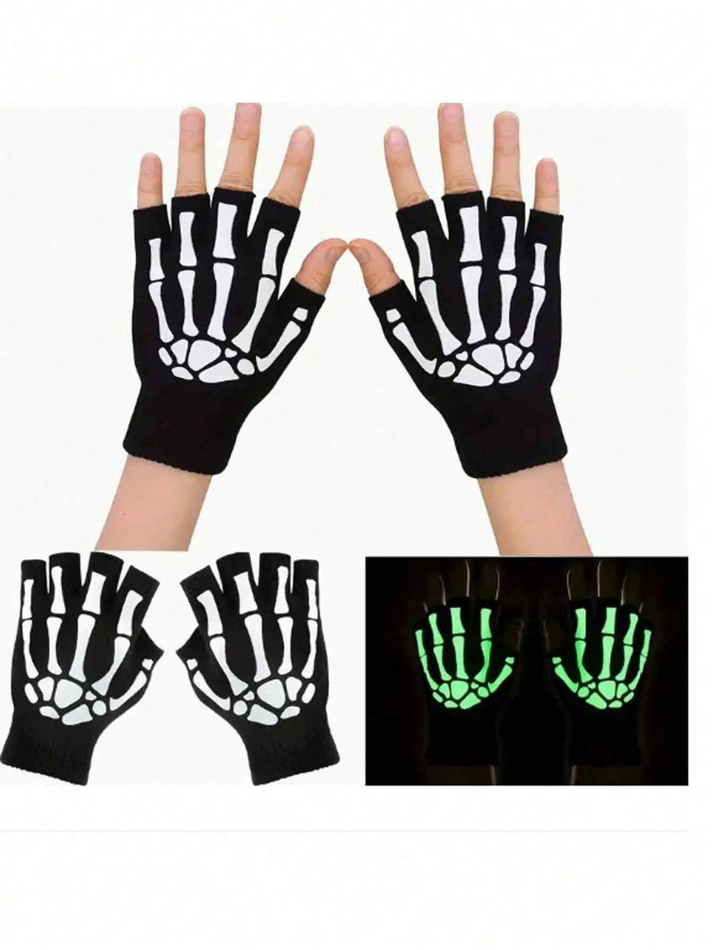 Skeleton Emo Fingerless Gloves