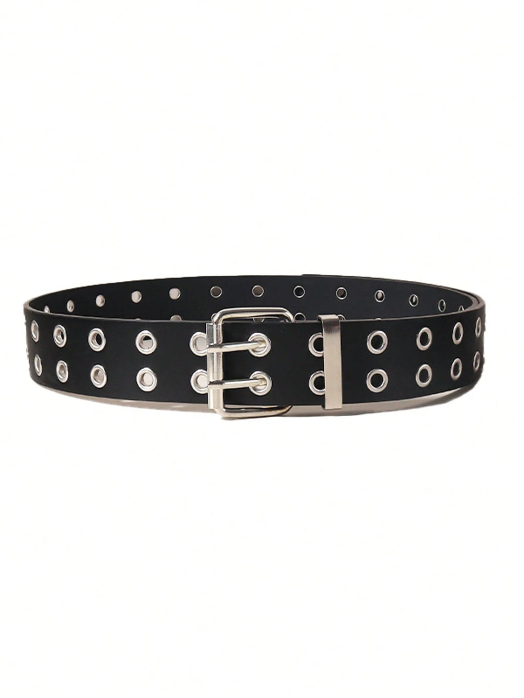 Black Grommet Belt With Chain