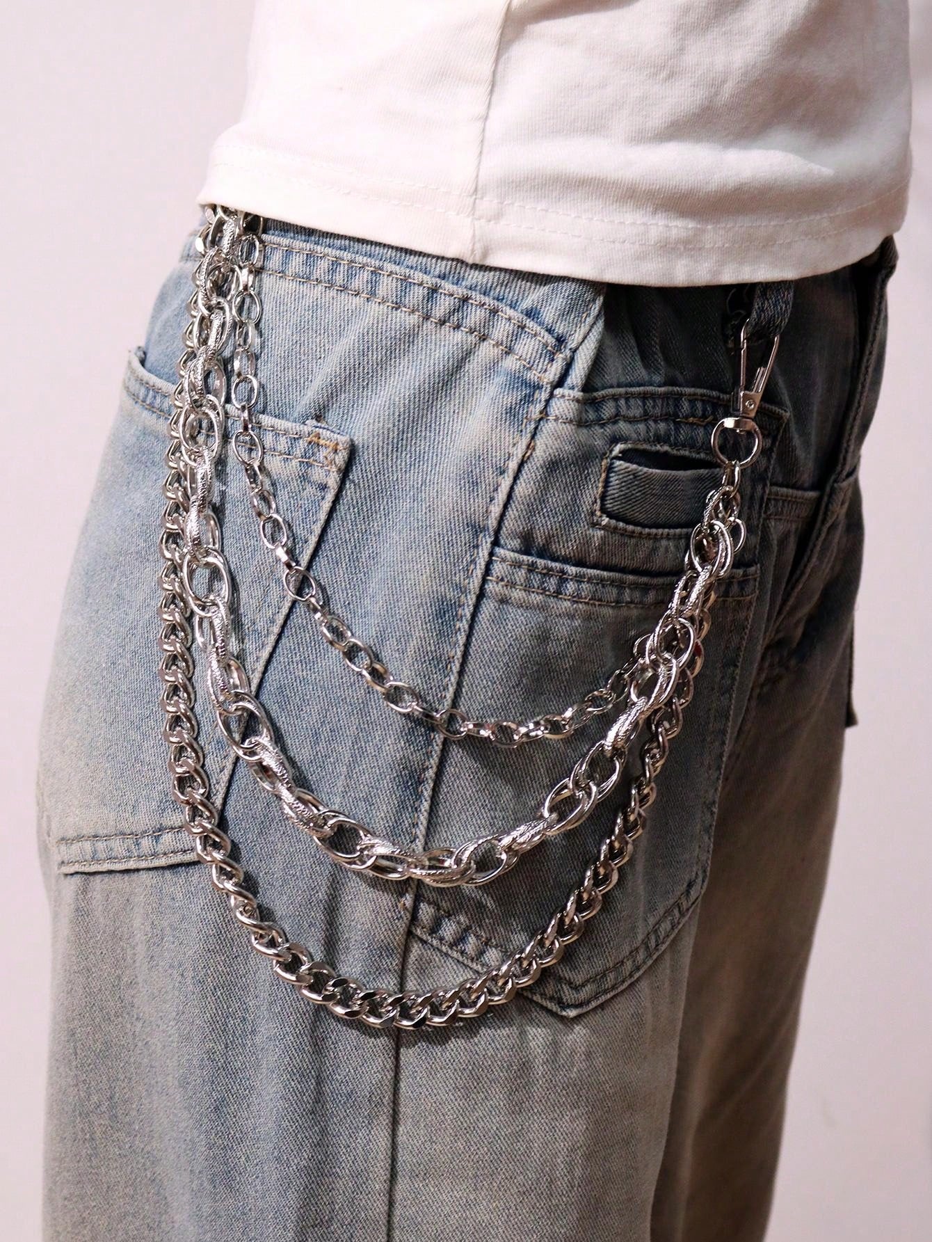 Layered 3 Row Pants Chain