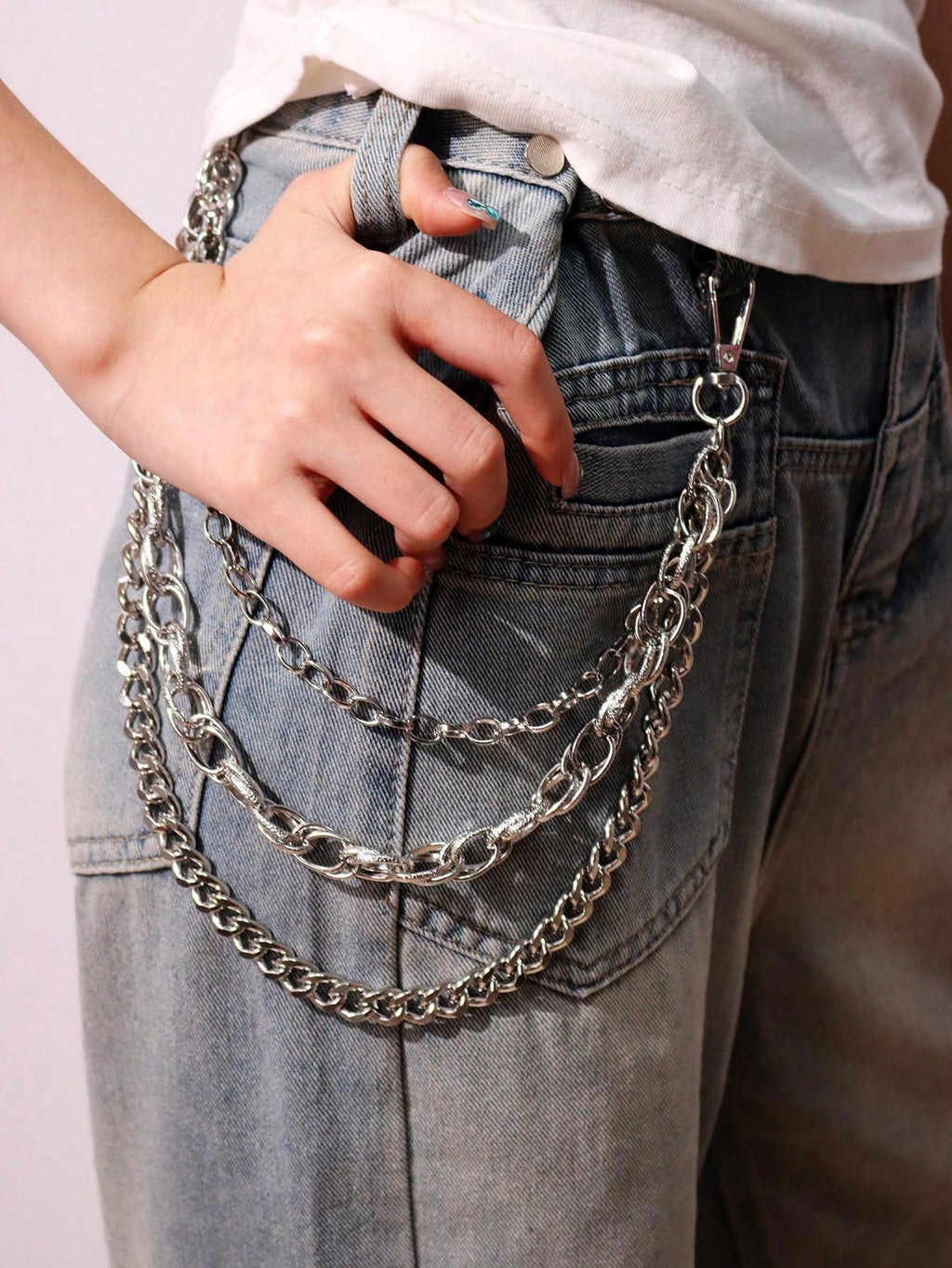 Layered 3 Row Pants Chain