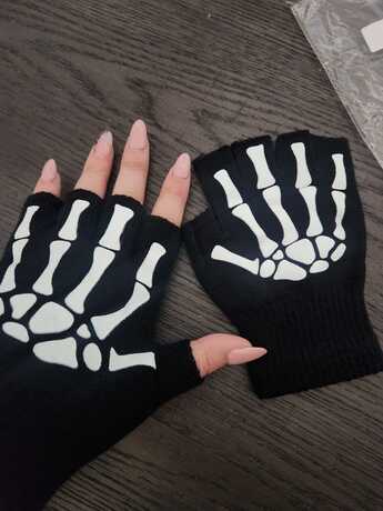 Skeleton Emo Fingerless Gloves