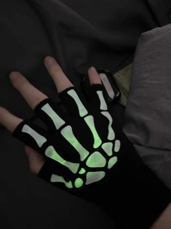 Skeleton Emo Fingerless Gloves