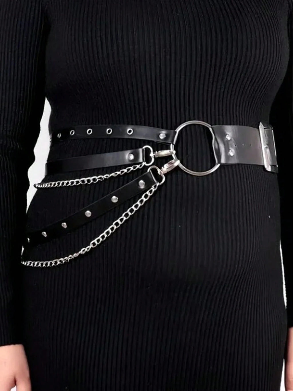 Layered Grommet Chain Belt