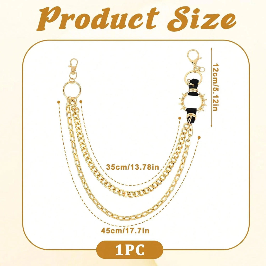 Gold Spiked O-Ring Wallet Chain