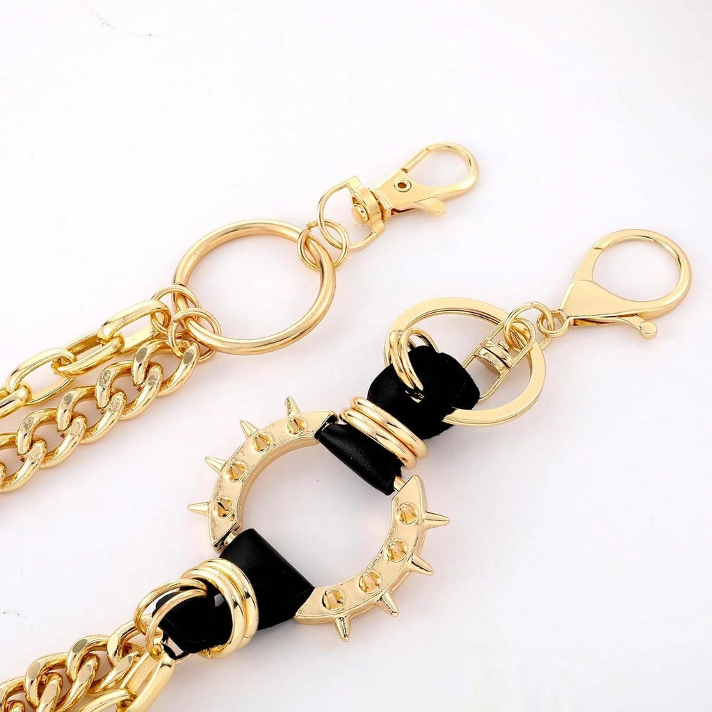 Gold Spiked O-Ring Wallet Chain