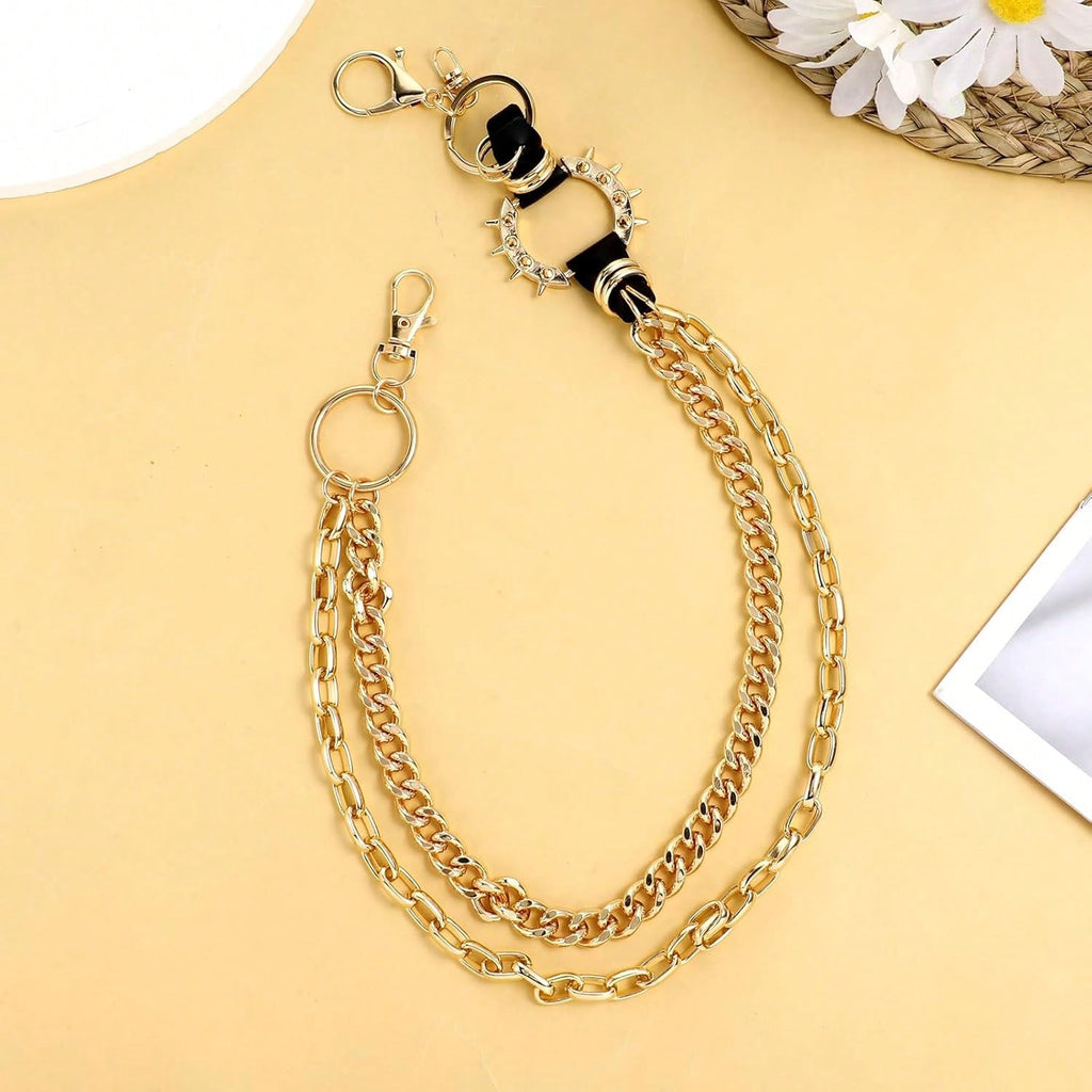 Gold Spiked O-Ring Wallet Chain