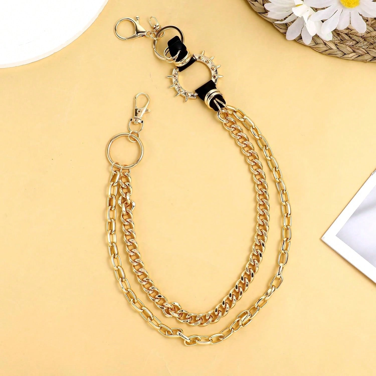 Gold Spiked O-Ring Wallet Chain