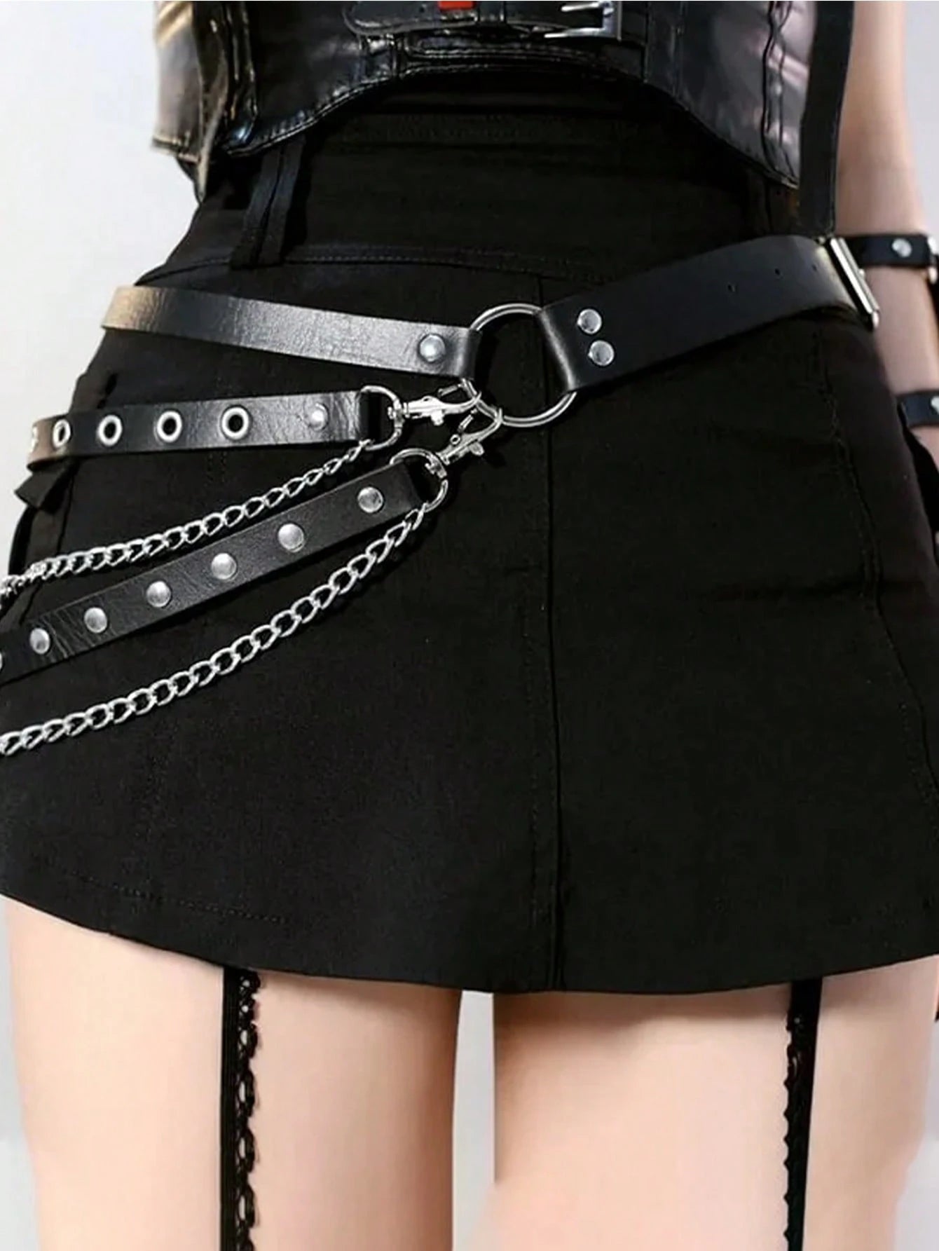 Layered Grommet Chain Belt