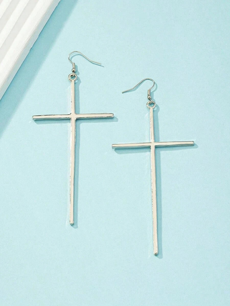 Cross Silver Earrings