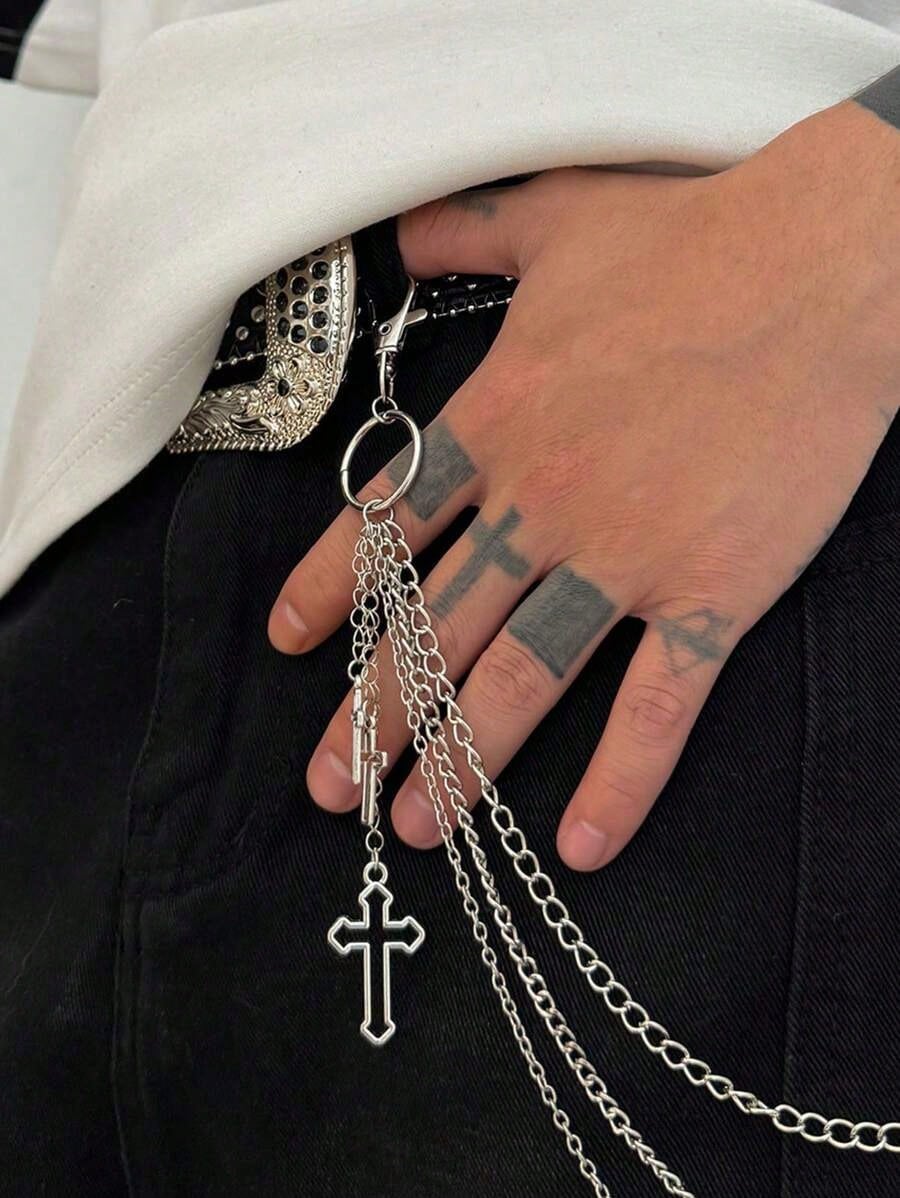 Cross O Ring 3-Layered Pants Chain: Punk Goth Biker Style