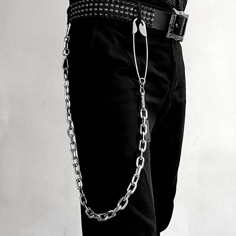 Punk Safety Pin Pants Chain