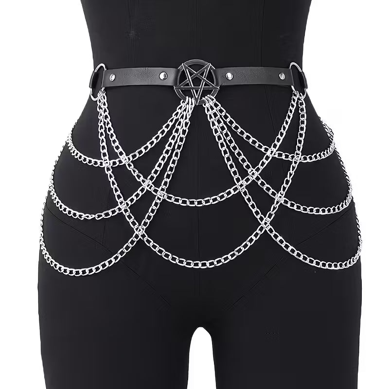 Emo Star Astrology Chain Mail Belt