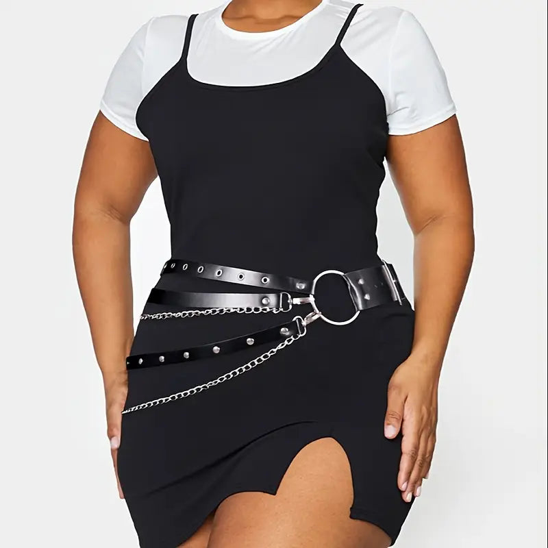 Layered Grommet Chain Belt
