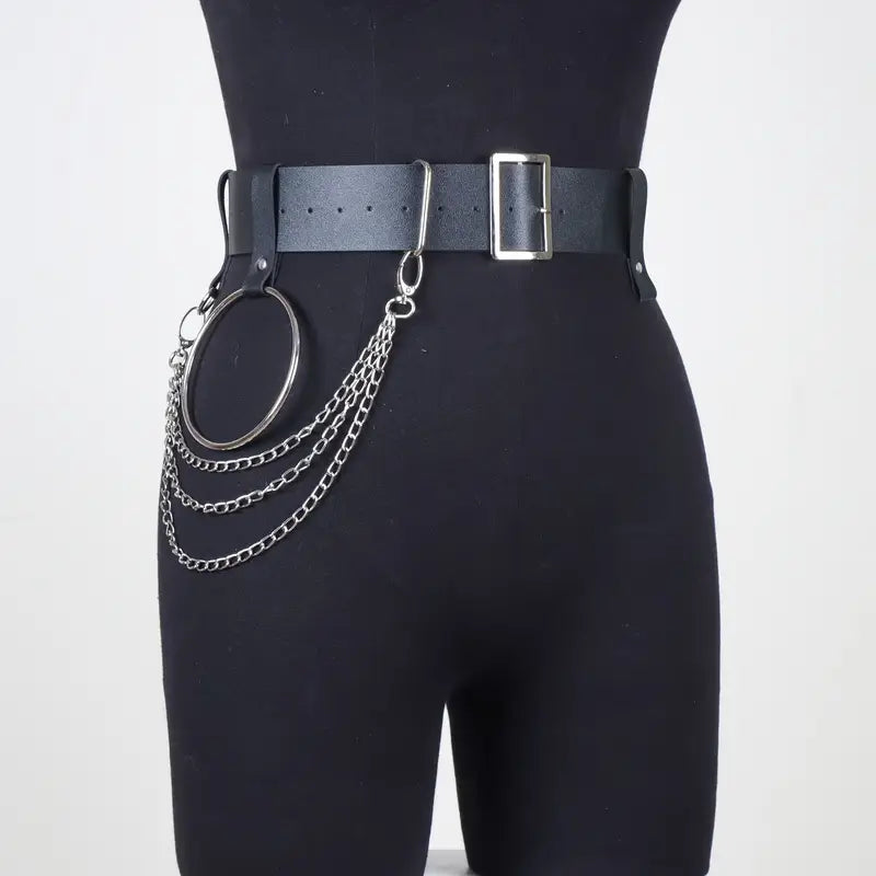 Black O-Ring Chain Belt