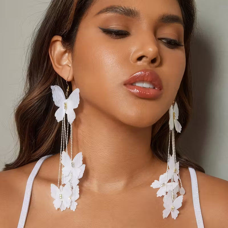 White Butterfly Earrings