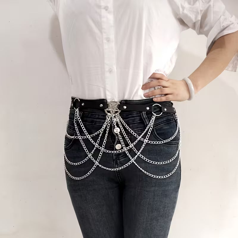 Emo Star Astrology Chain Mail Belt