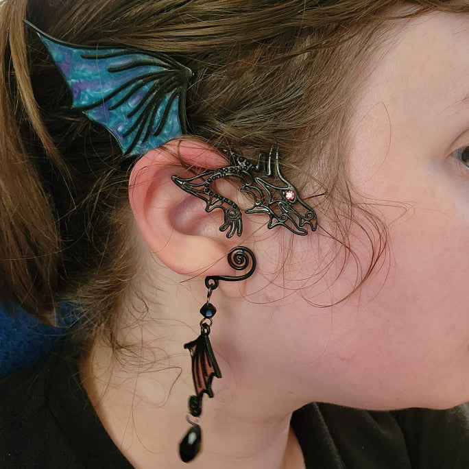 Black Gothic Dragon Ear Cuff