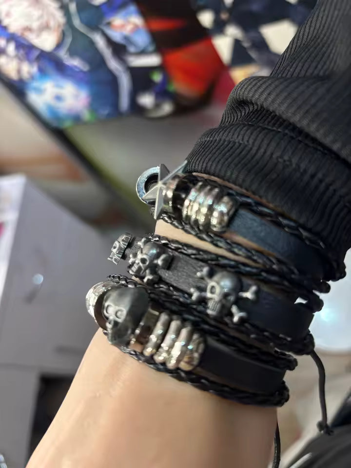 Spiked Punk Bracelet Set