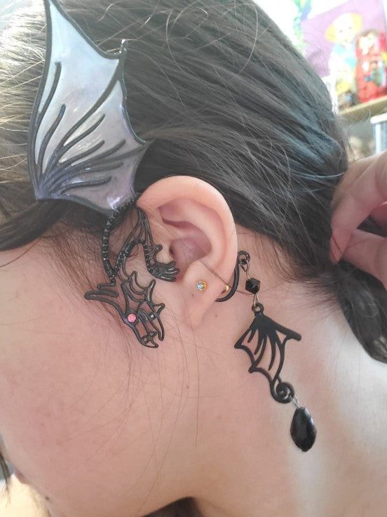 Black Gothic Dragon Ear Cuff