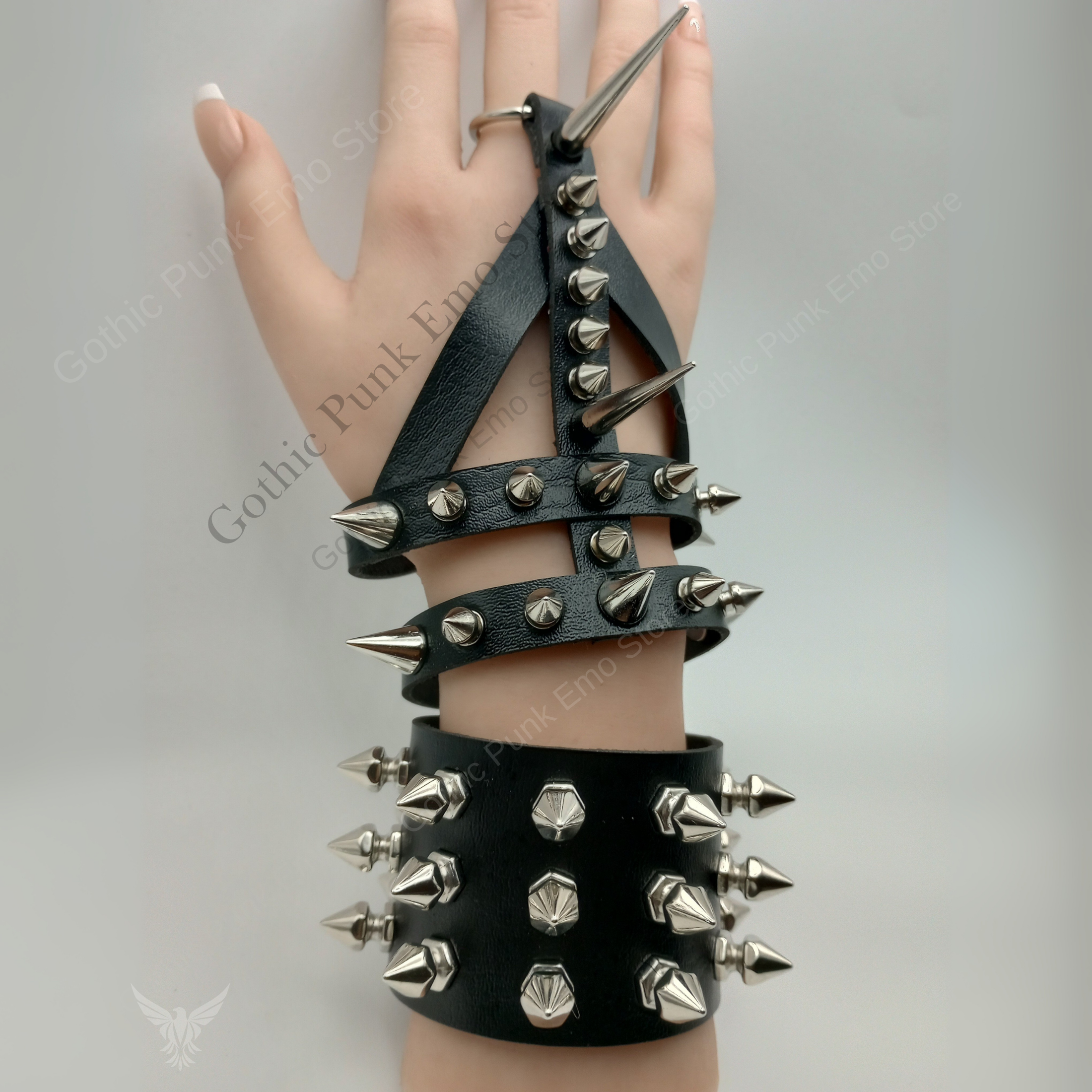 Gauntlet Punk Rock Spiked Bracelet Set