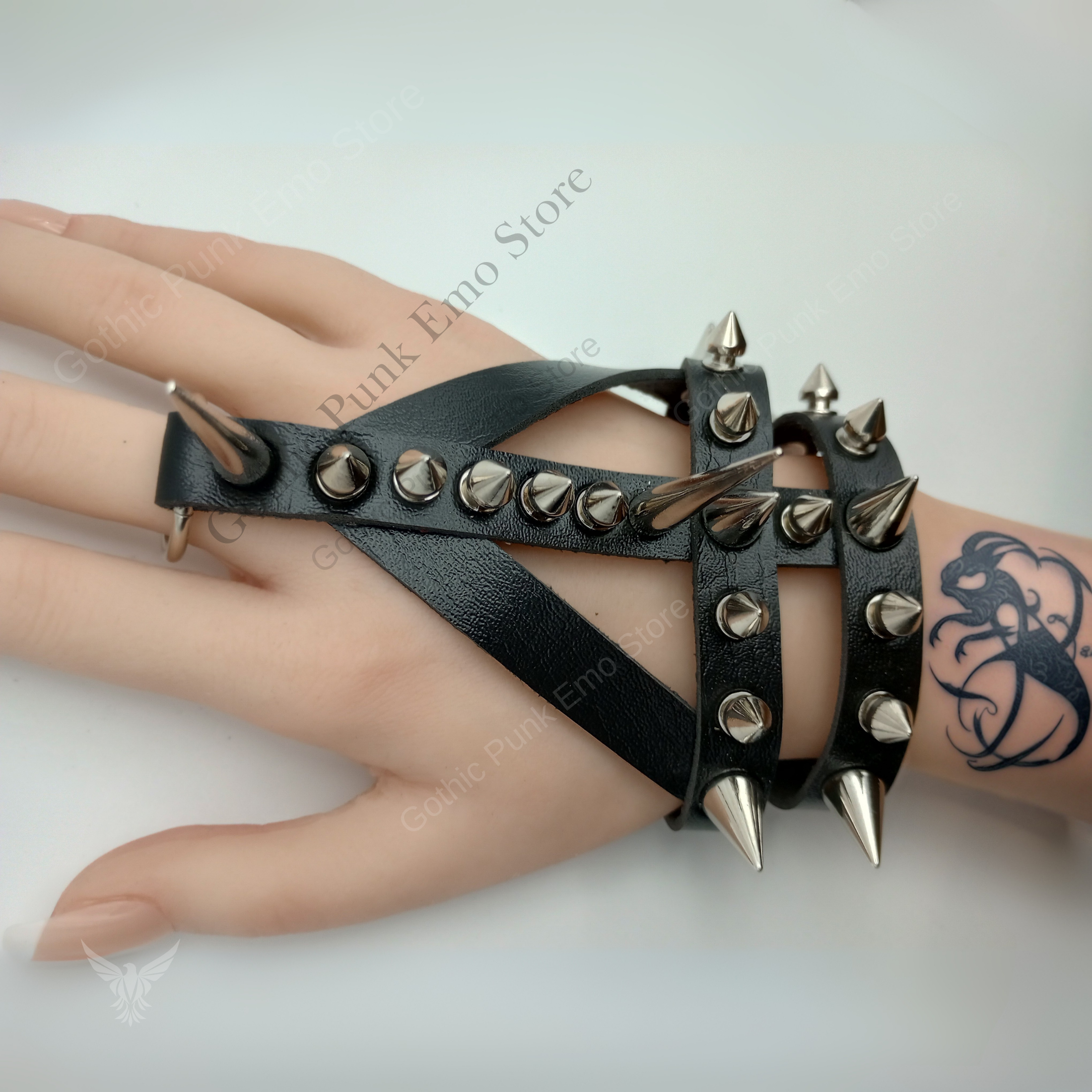 Gauntlet Punk Rock Spiked Bracelet Set