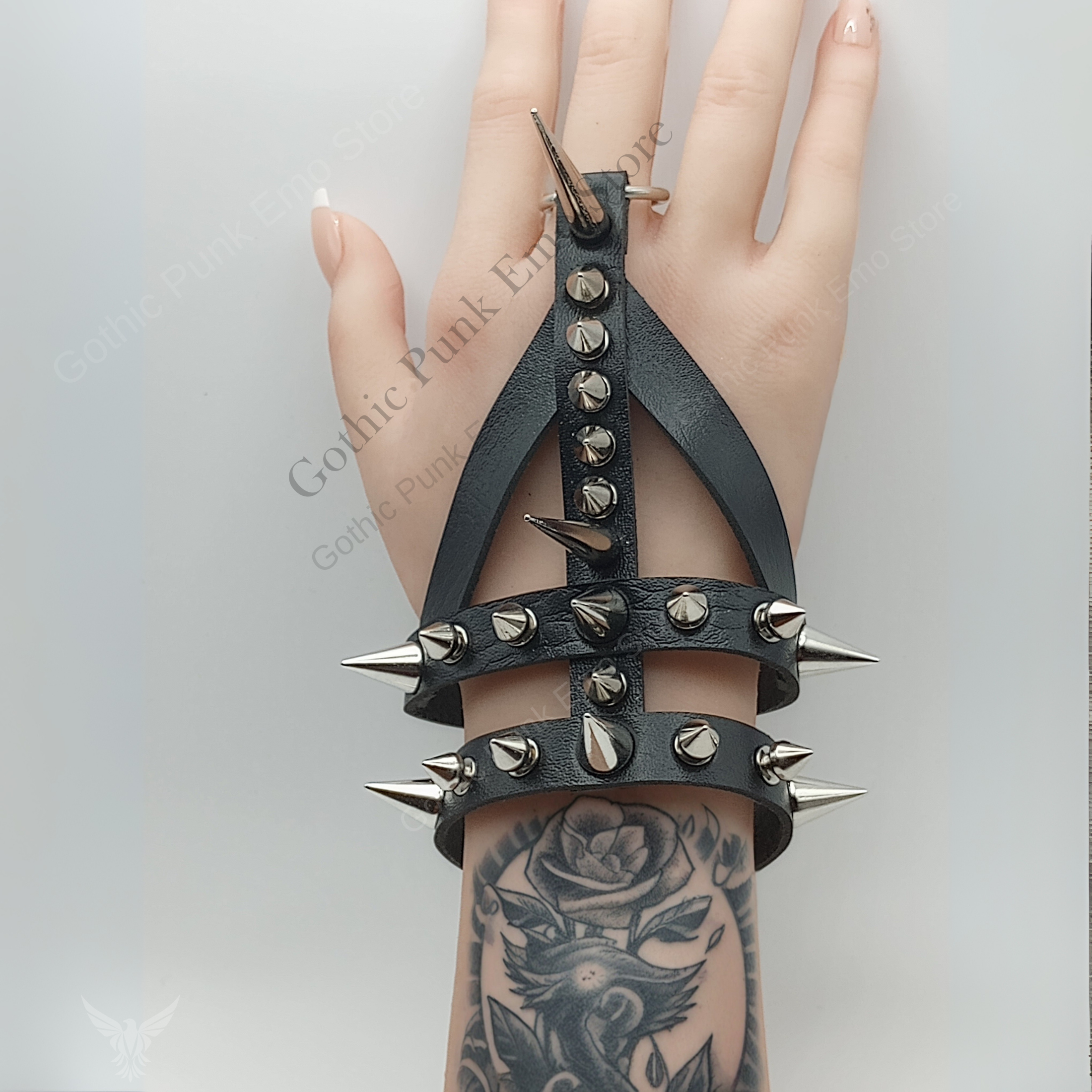 Gauntlet Punk Rock Spiked Bracelet Set