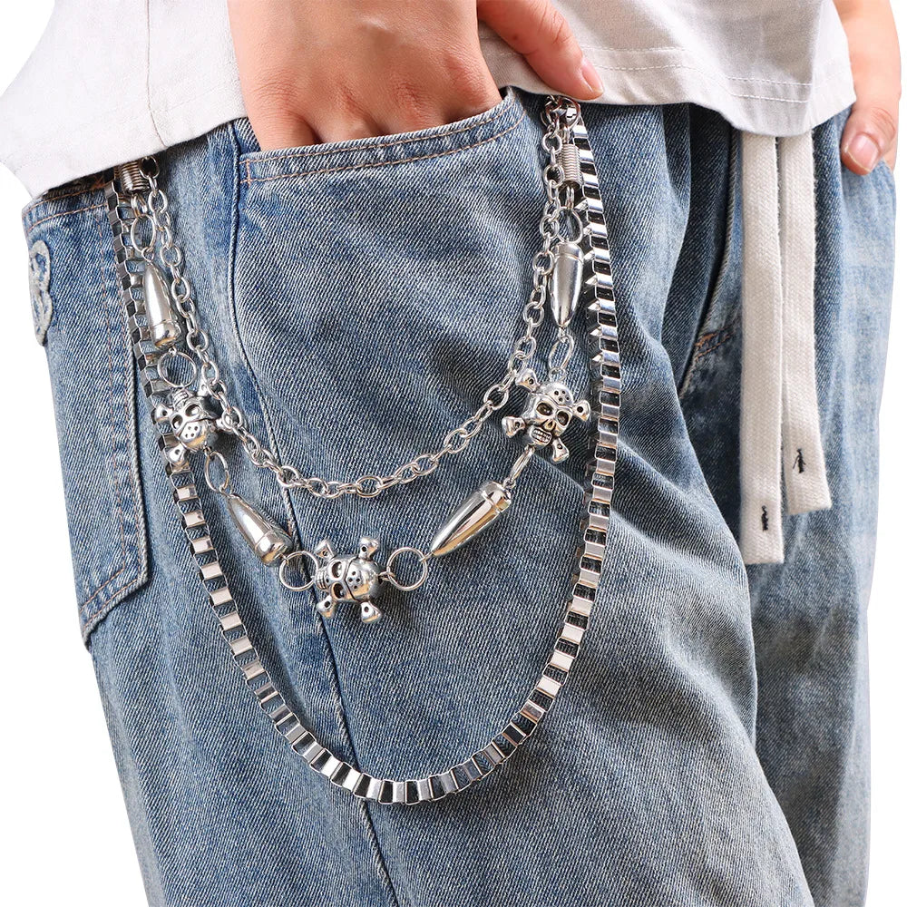 Spiked Bullet Skull Chain