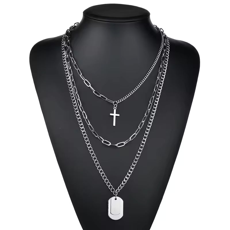 Cross 3Pcs Layer Necklace