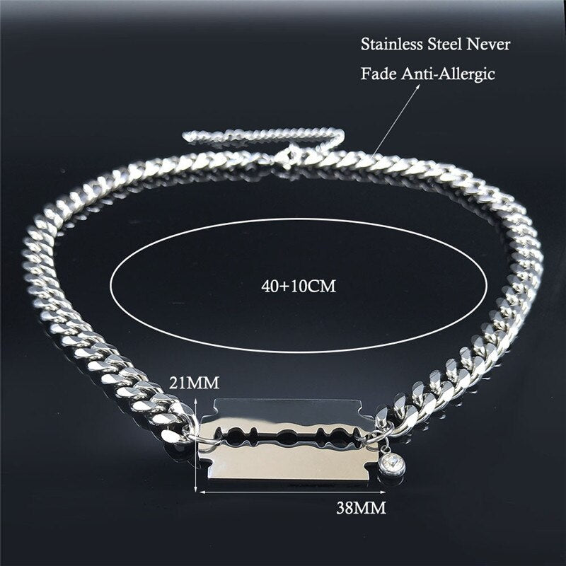Razor Blade Chain Necklace