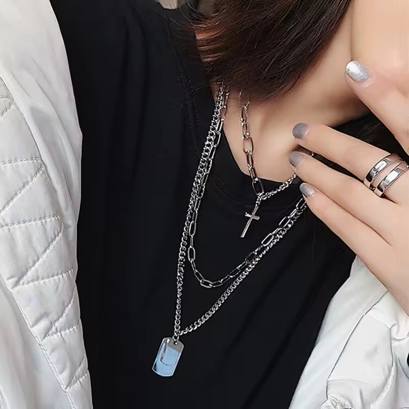 Cross 3Pcs Layer Necklace
