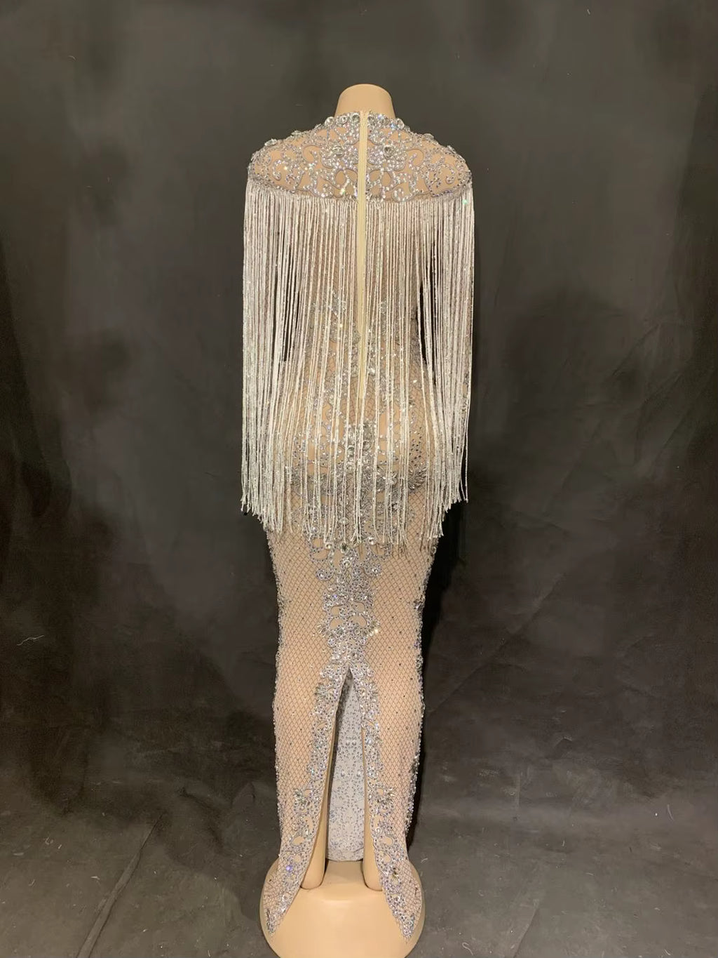 White Cowgirl Fringe Sequince Dress