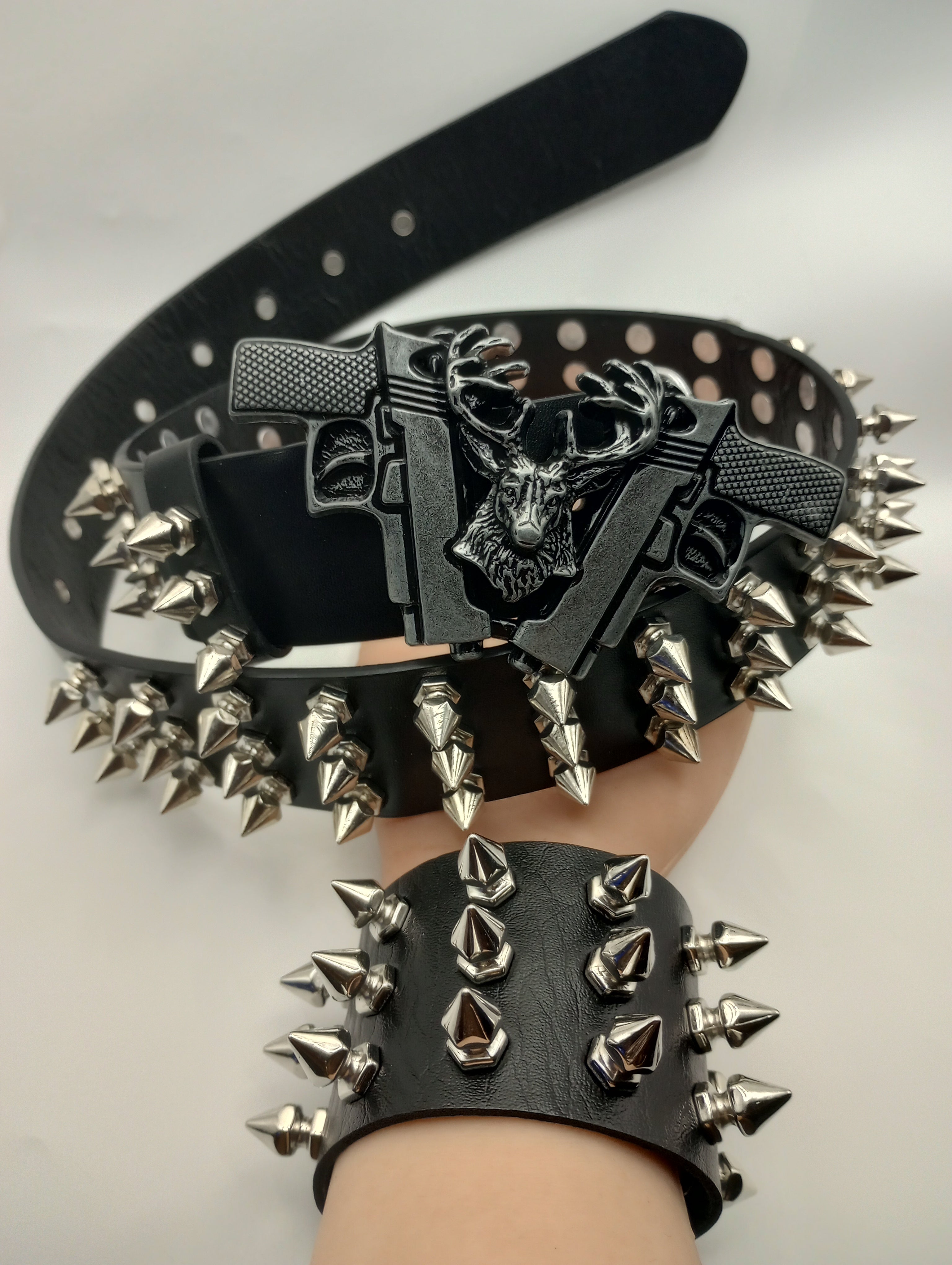 Gun Bullet Tree Spiked Belt