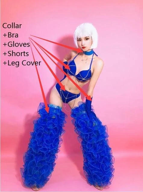 Rhinestone Blue Drag Queen Costume