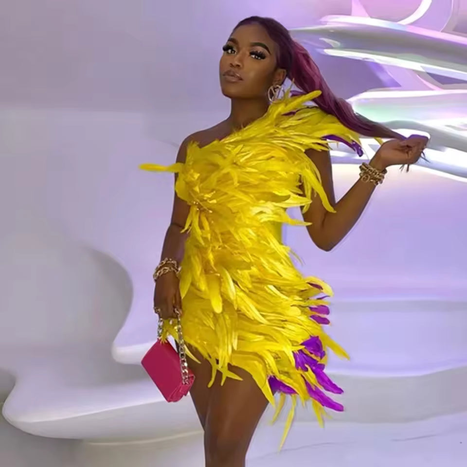 Yellow Feather Dress
