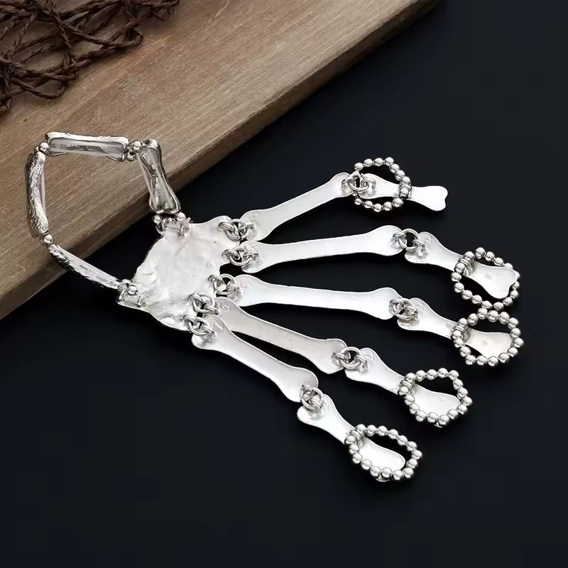 Skeleton Emo Silver Glove Rings 1 PC