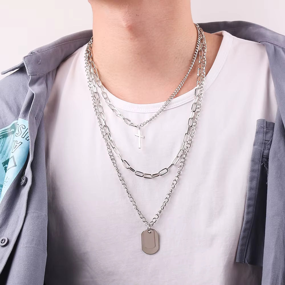 Cross 3Pcs Layer Necklace