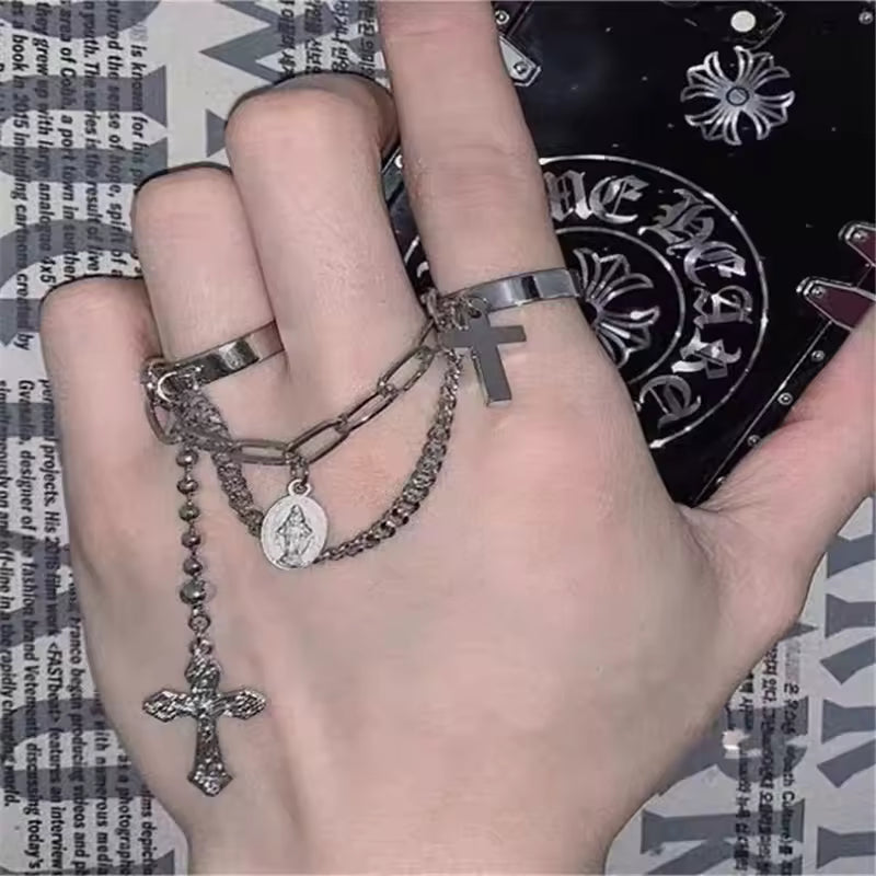 Cross Chain Rosary Ring