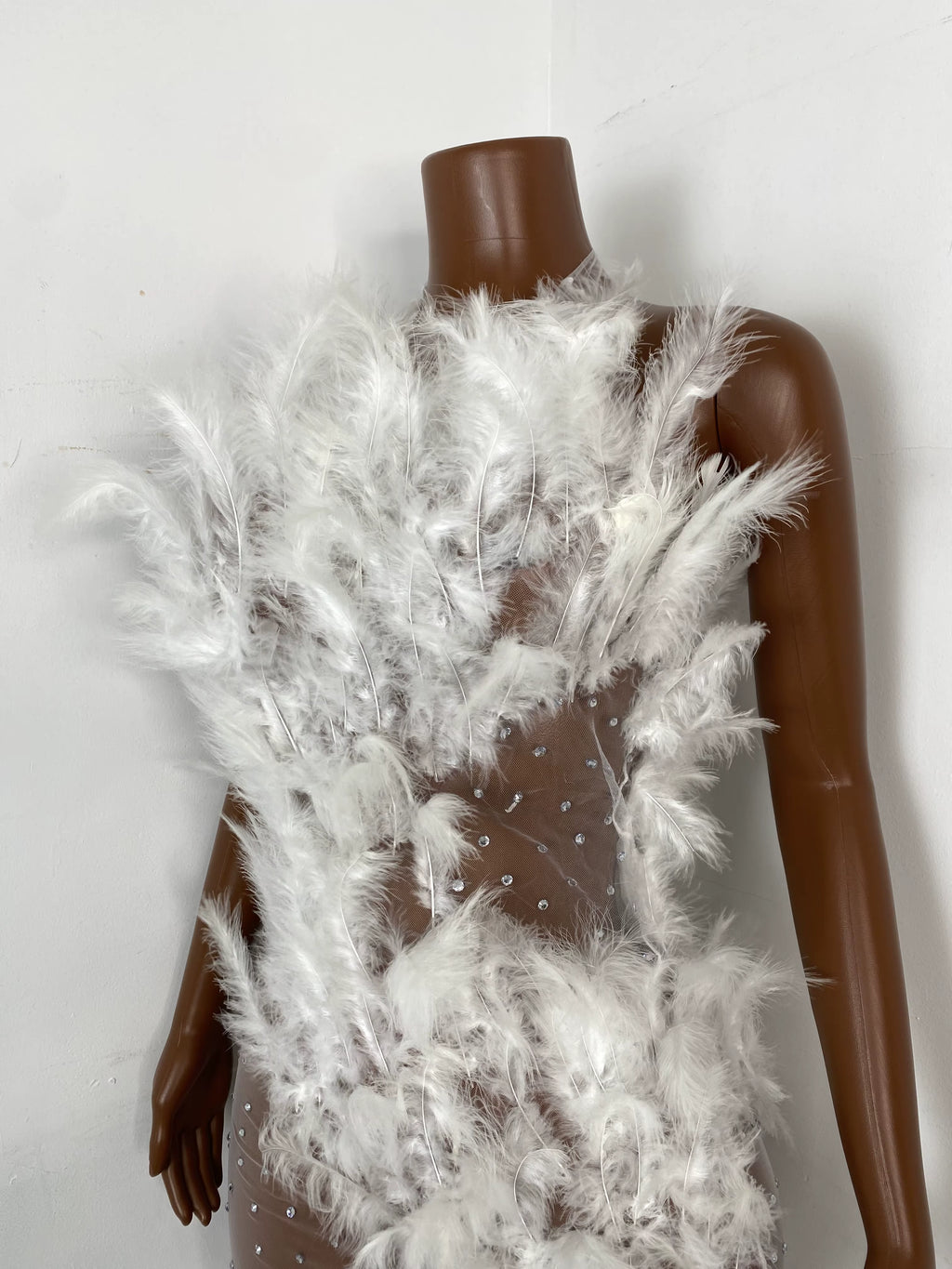 Drag Queen White Feather Dress
