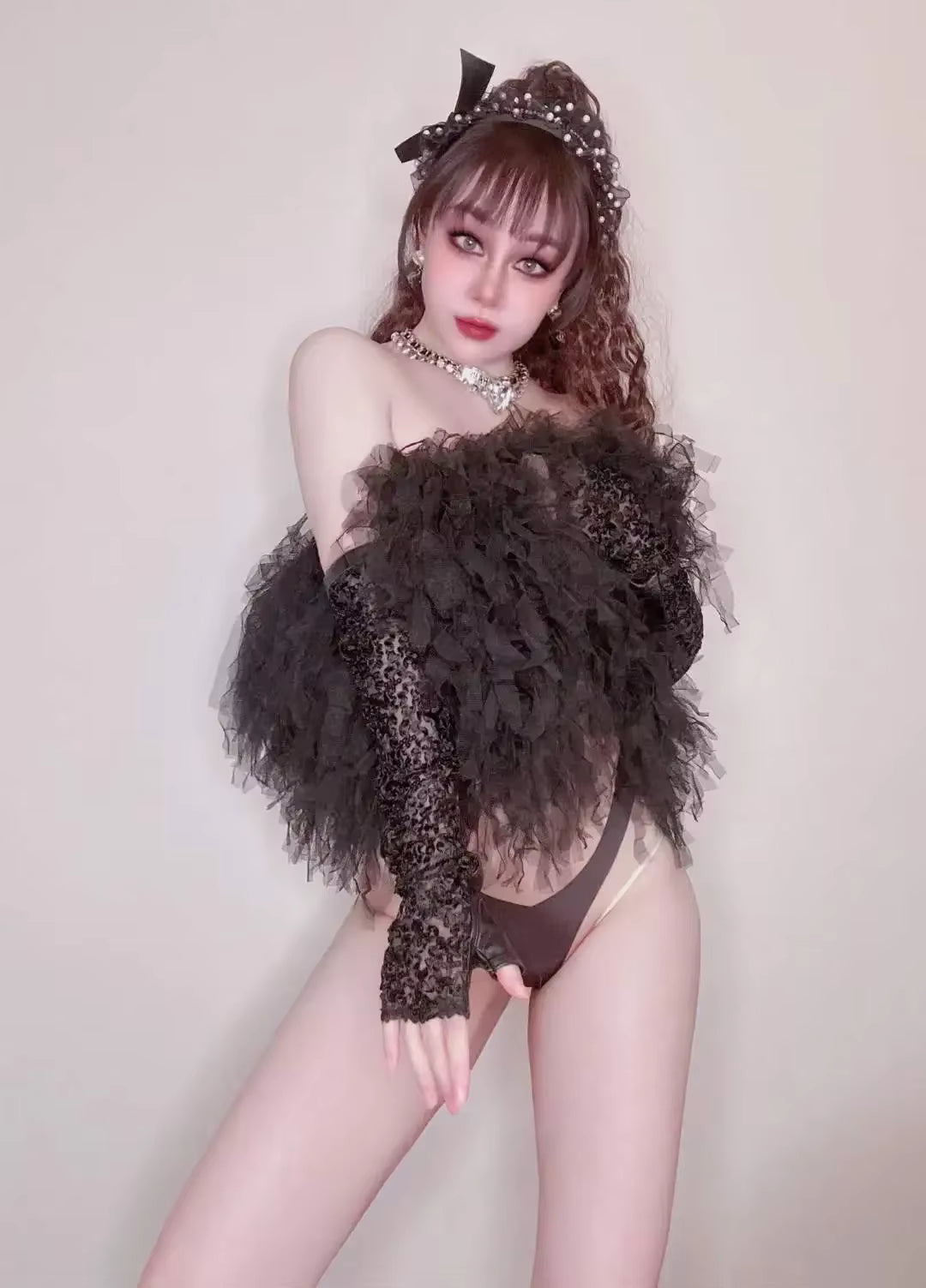 Black Shaggy Drag Queen Dance Costume