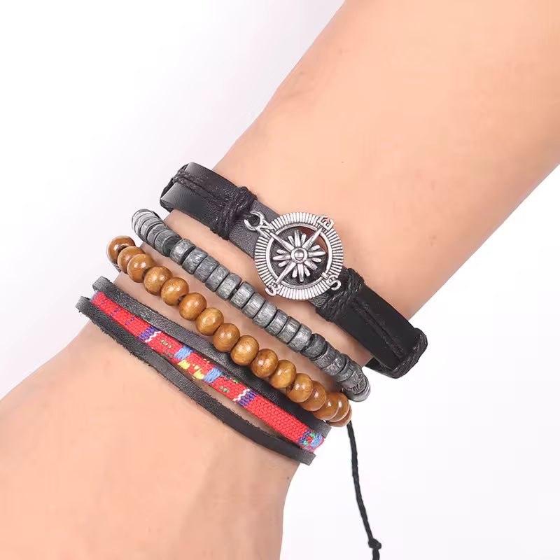 Boho Leather Bracelet Set