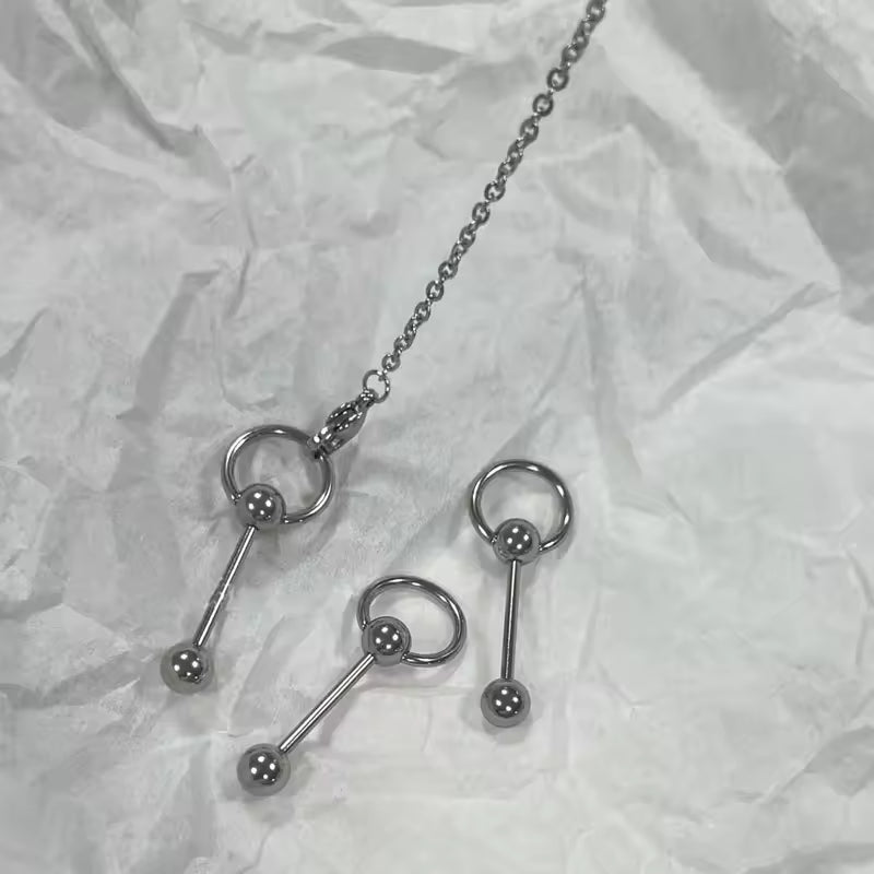 Lip Horseshoe Tongue Ring Chain